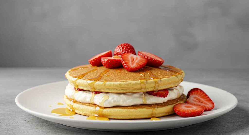 Cracker Barrel Cheesecake-Stuffed Pancake Delight with creamy cheesecake filling and berry topping