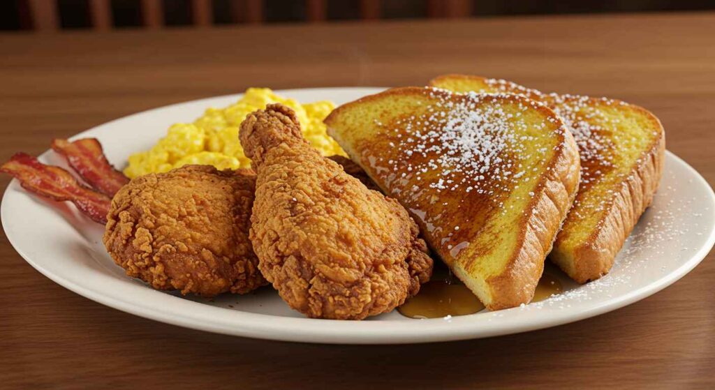 Cracker Barrel Homestyle Chicken & French Toast Combo with crispy fried chicken and golden French toast