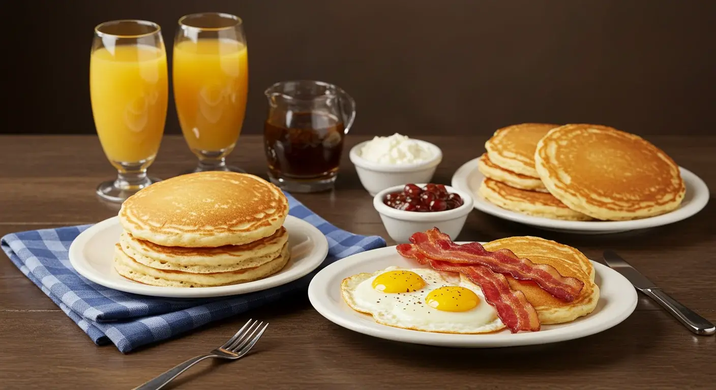 Cracker Barrel Catering Breakfast Menu featuring pancakes, biscuits, eggs, and breakfast sides