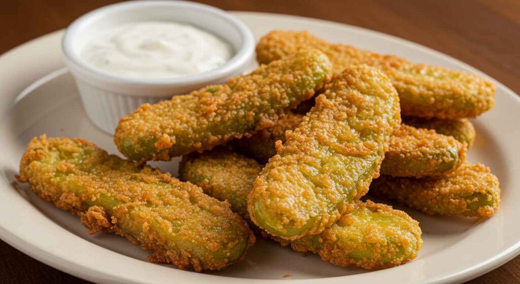 Cracker Barrel Crispy Country Fried Pickles, golden-fried and served with zesty dipping sauce
