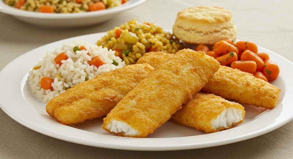 Cracker Barrel Friday Fish Fry with crispy fried fish fillets, hushpuppies, and classic sides