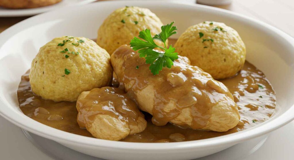 Cracker Barrel Chicken & Dumplings with tender chicken and hand-rolled dumplings in savory broth
