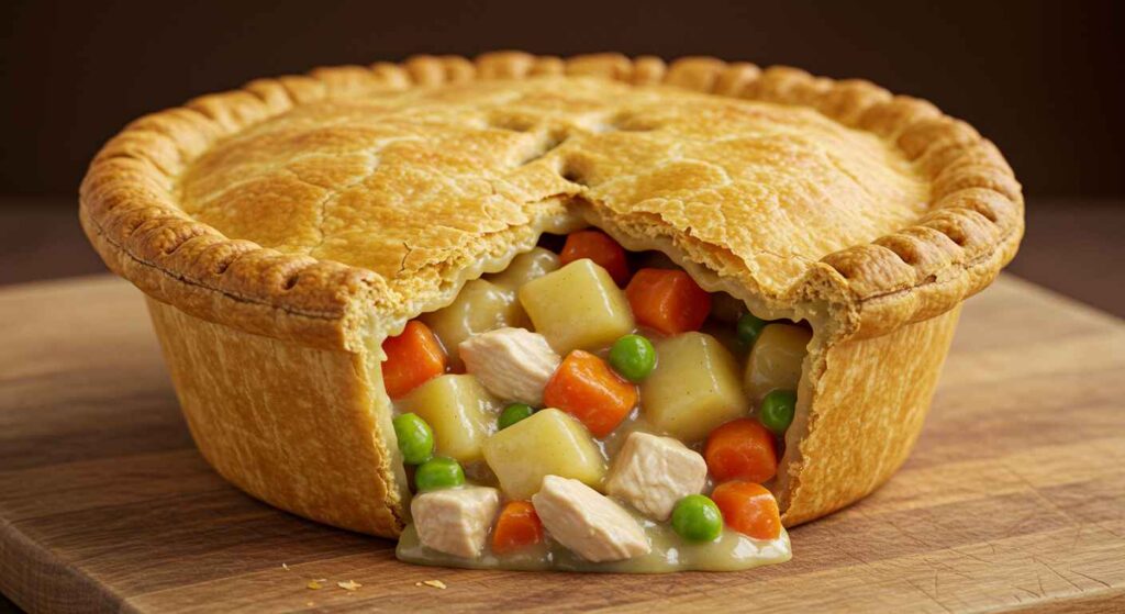 Cracker Barrel Classic Chicken Pot Pie with flaky crust and creamy chicken filling